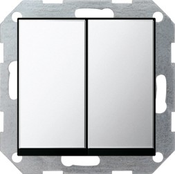 Двухклавишный выключатель Gira Хром с самовозвратом 10А/250В в сборе 0125605