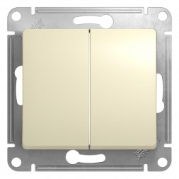 2-клавишный Выключатель, сх.5, 10АХ, механизм Schneider Electric Glossa Бежевый GSL000251
