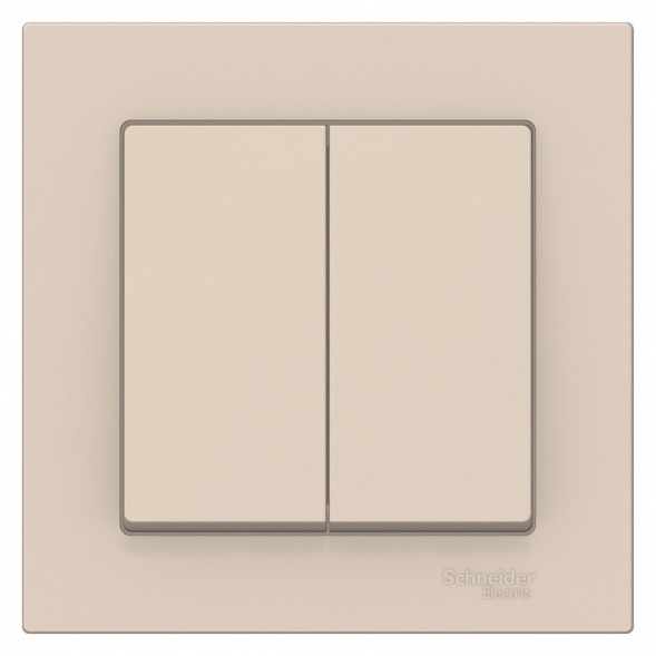 Двухклавишный выключатель Schneider Electric Atlasdesign Бежевый сх.5, 10АХ, в сборе ATN000252
