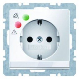 Розетка Berker Q.1 полярная белизна с эффектом бархата, SCHUKO с защитой от перенапряжения и полем для надписи 41086089