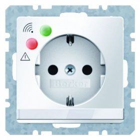 Розетка Berker Q.1 полярная белизна с эффектом бархата, SCHUKO с защитой от перенапряжения и полем для надписи 41086089