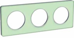 Рамка Schneider Electric Odace зеленый лед/Алюминий 3-постовая S53P806S