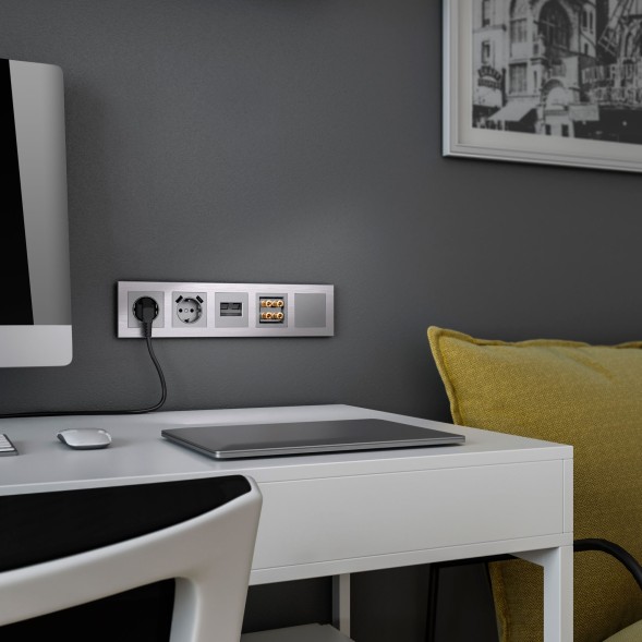 Розетка двойная Ethernet RJ-45 серебряный Werkel W1181106