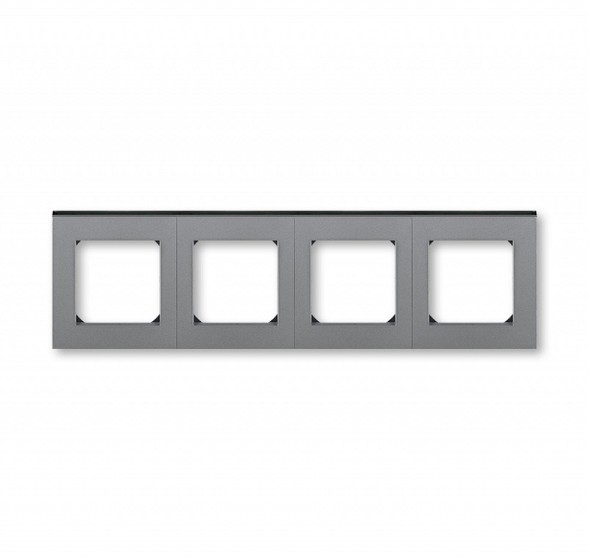 Рамка ABB Levit Сталь / Дымчатый чёрный 4 поста 2CHH015040A6069 3901H-A05040 69W
