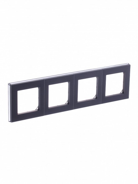 Рамка ABB Levit Сталь / Дымчатый чёрный 4 поста 2CHH015040A6069 3901H-A05040 69W