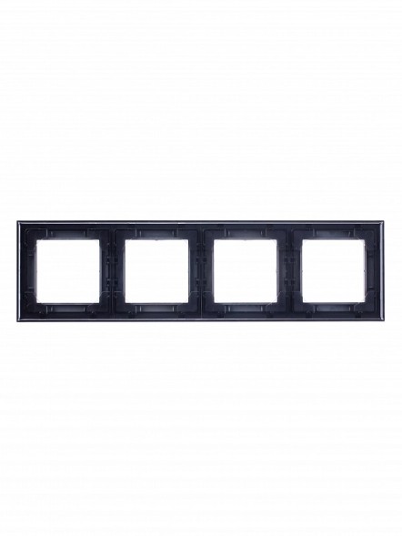 Рамка ABB Levit Сталь / Дымчатый чёрный 4 поста 2CHH015040A6069 3901H-A05040 69W