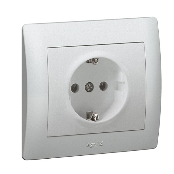 Розетка Legrand Galea Life алюминий 2к+З с лицевой панелью 771362