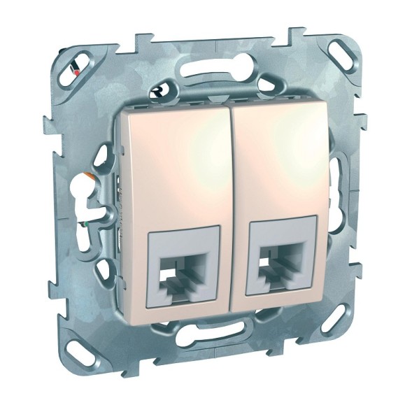 Телефонная розетка 2хRJ11 Schneider Electric Unica алюминий (4 конт) MGU5.9090.25ZD