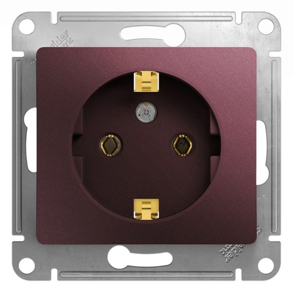 Розетка с заземлением, 16А, 250В, механизм Schneider Electric Glossa Баклажановый GSL001143