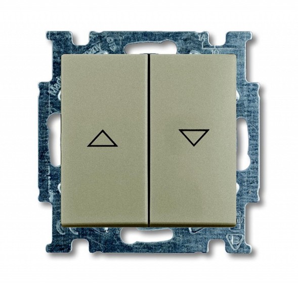 Механизм переключателя ABB Basic 55 шампань двухклавишный 1-полюсного выключателя жалюзи без фиксации с клавишей 2CKA001413A1094 2026/4 UC-93-5