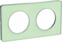 Рамка Schneider Electric Odace зеленый лед/Алюминий 2-постовая S53P804S