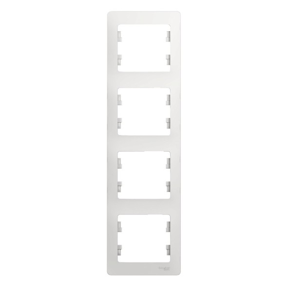 Рамка Schneider Electric Glossa Белый 4 поста вертикальная GSL000108