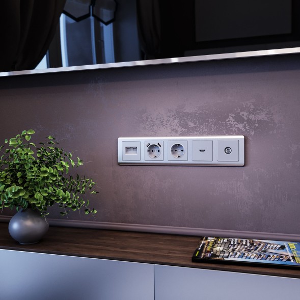 ТВ-розетка проходная серебряный Werkel W1184006