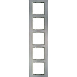 Рамка Berker B.3 Алюминий / Полярная белизна 5 постов вертикальная 10153904