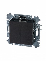 Переключатель ABB Levit антрацит / дымчатый чёрный двухклавишный 2CHH595245A6063 3559H-A52445 63W