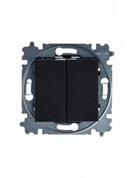 Переключатель ABB Levit антрацит / дымчатый чёрный двухклавишный 2CHH595245A6063 3559H-A52445 63W