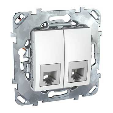 Телефонная розетка 2хRJ11 Schneider Electric Unica белый (4 конт) MGU5.9090.18ZD