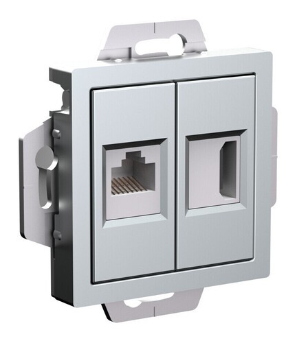 ATN000382 Розетка HDMI+RJ45 Systeme Electric ATLASDESIGN, скрытый монтаж, алюминий Schneider Electric