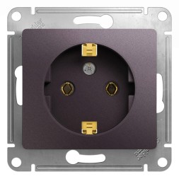 Розетка с заземлением,16А, 250В, механизм Schneider Electric Glossa Сиреневый туман GSL001443