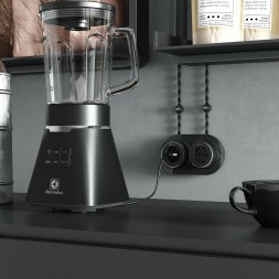 Розетка с заземлением Vintage черный матовый/хром W5871051