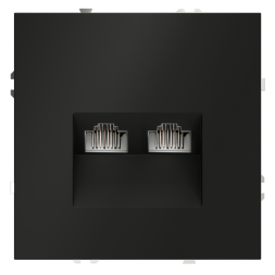 Розетка компьютерная встраиваемая VOLTUM S70 двойная RJ45+RJ45 кат.6, (черный матовый)
