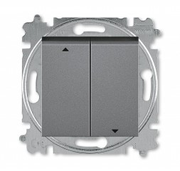 Выключатель жалюзи ABB Levit сталь / дымчатый чёрный двухклавишный с фиксацией клавиш 2CHH598945A6069 3559H-A89445 69W