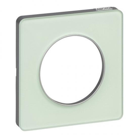 Рамка Schneider Electric Odace зеленый лед/Алюминий 1-постовая S53P802S