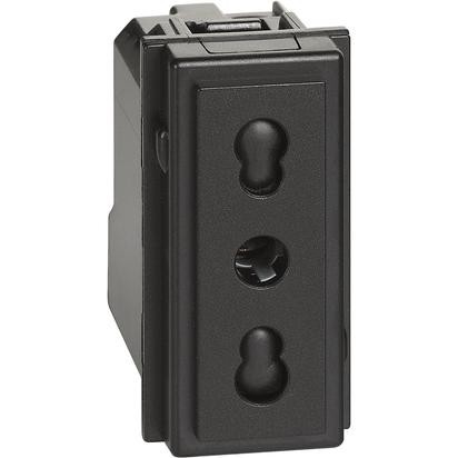 Розетка Bticino Living Now черный 2 +T 10/16A 250Vac bipas. KG4180