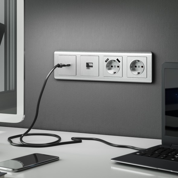 Розетка Ethernet RJ-45 cеребряный рифленый Werkel W1181009