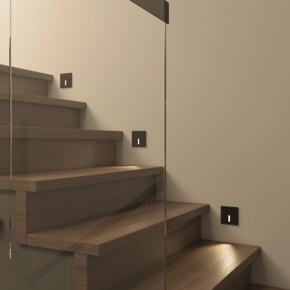 DK1030-BK Светильник встраиваемый в стену, IP 20, LED 3000K, 3 Вт, черный, алюминий