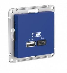 ATN001139 Atlasdesign USB РОЗЕТКА A+С, 5В/2,4А, 2х5В/1,2А, механизм Аквамарин Schneider Electric