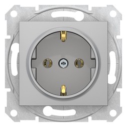 Розетка Schneider Electric Sedna алюминий с\з б\ш SDN3000560