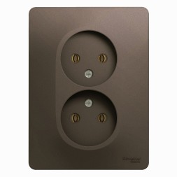 Розетка двойная без заземления, 16А, 250В, в сборе Schneider Electric Glossa Шоколад GSL000820