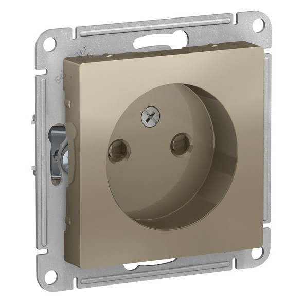 Розетка Schneider Electric Atlasdesign Шампань без заземления со шторками, 16А, механизм ATN000549