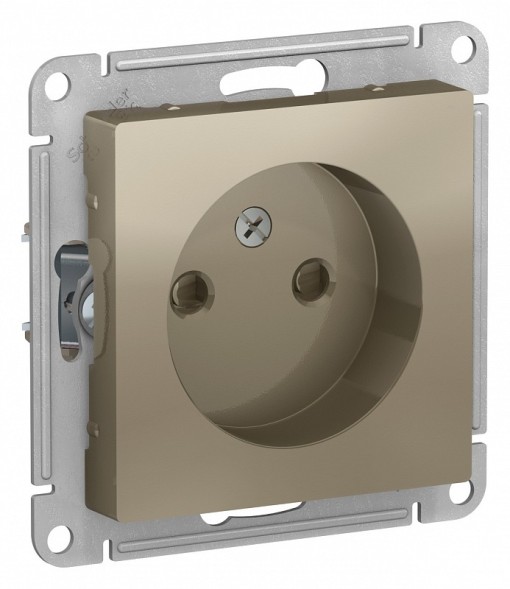 Розетка Schneider Electric Atlasdesign Шампань без заземления со шторками, 16А, механизм ATN000549