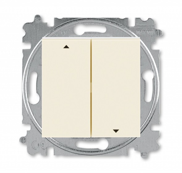 Выключатель жалюзи ABB Levit слоновая кость / белый двухклавишный с фиксацией клавиш 2CHH598945A6017 3559H-A89445 17W