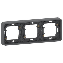 Рамка горизонтальная 3 поста Schneider Electric скрытой установки Mureva Styl IP55 Антрацит MUR34109