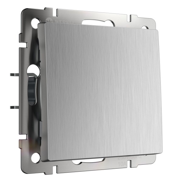 Выключатель одноклавишный cеребряный рифленый Werkel W1110009