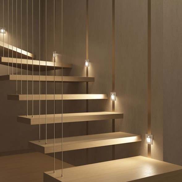 DK1020-WH Светильник встраиваемый в стену c датчиком движения, IP 20, LED 3000, 1 Вт, белый, пластик