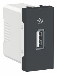 Розетка USB Schneider Electric Unica Modular Антрацит 5 В / 1000 мА, 1 Модуль NU342854
