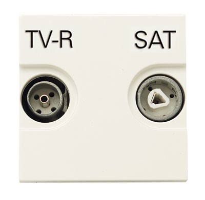 Розетка TV-R-SAT ABB Zenit серебристый проходная с накладкой 2CLA225180N1301 N2251.8 PL