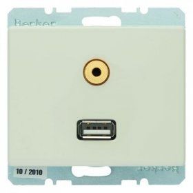 Розетка USB/3.5mm AUDIO AS Berker Arsys белый 3315390002