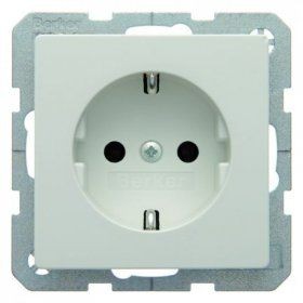 Штепсельная розетка Berker Q.1 полярная белизна с эффектом бархата, SCHUKO 41436089