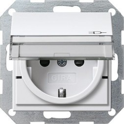 Вставка розетки Gira белый матовый с крышкой, с защитой от детей и полем для надписи 276227