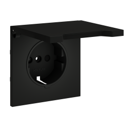 Накладка для розетки с заземлением, защитными шторками и крышкой, S70 (черный матовый)
