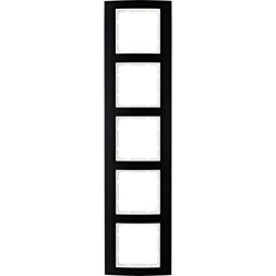 Рамка Berker B.3 Черный / Полярная белизна 5 постов вертикальная 10153025