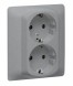Розетка Legrand Galea Life алюминий 2х2к+З со шторками 771333