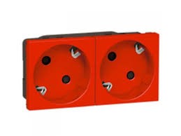 Розетка Legrand Mosaic красная немецкий стандарт 2Х2к+З 077412