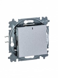 Выключатель ABB Levit серебро / дымчатый чёрный одноклавишный с подсветкой 2CHH590146A6070 3559H-A01446 70W