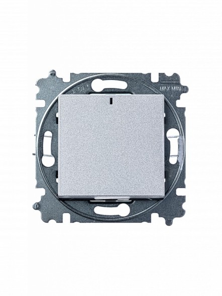 Выключатель ABB Levit серебро / дымчатый чёрный одноклавишный с подсветкой 2CHH590146A6070 3559H-A01446 70W